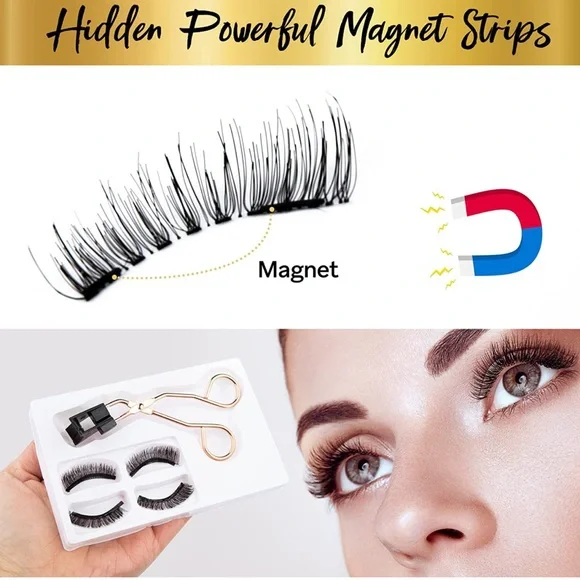 Dual Magnetic Eyelashes NO Eyeliner or Glue Needed, Magnets False Eyelashes - Picture 2 of 6